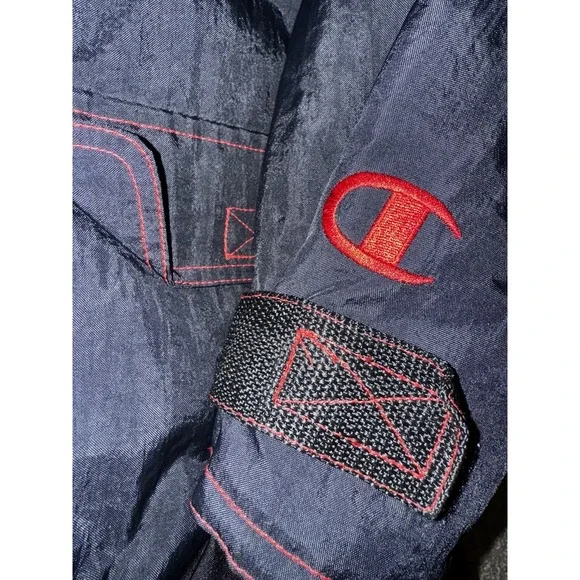 Champion Chicago Bulls VTG Court‎ Jacket Sz Large Basketball Zip Black Red Y2K